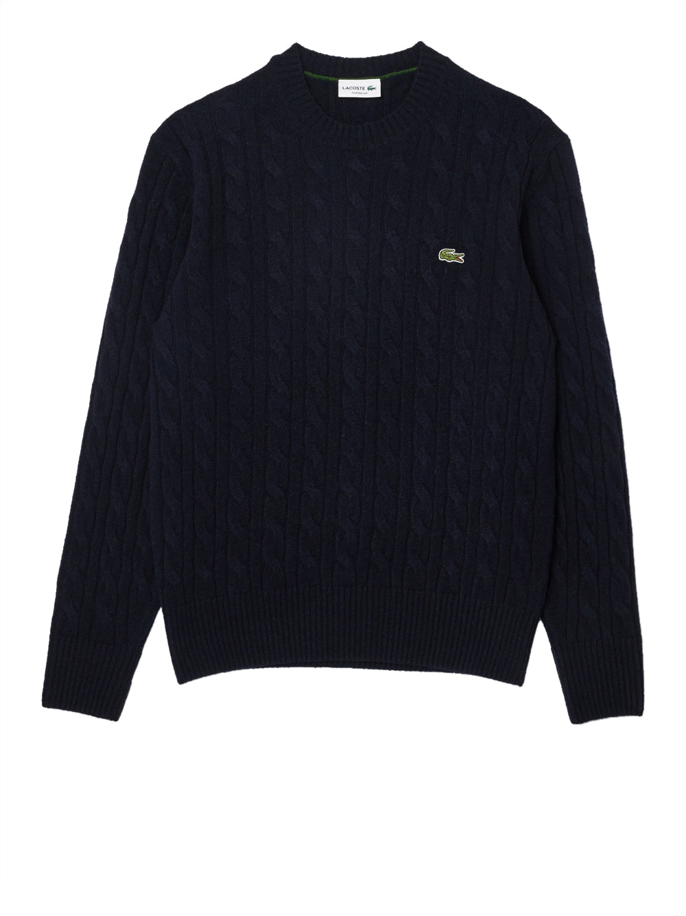 Carded wool cable-knit crew-neck sweater