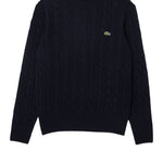 Carded wool cable-knit crew-neck sweater