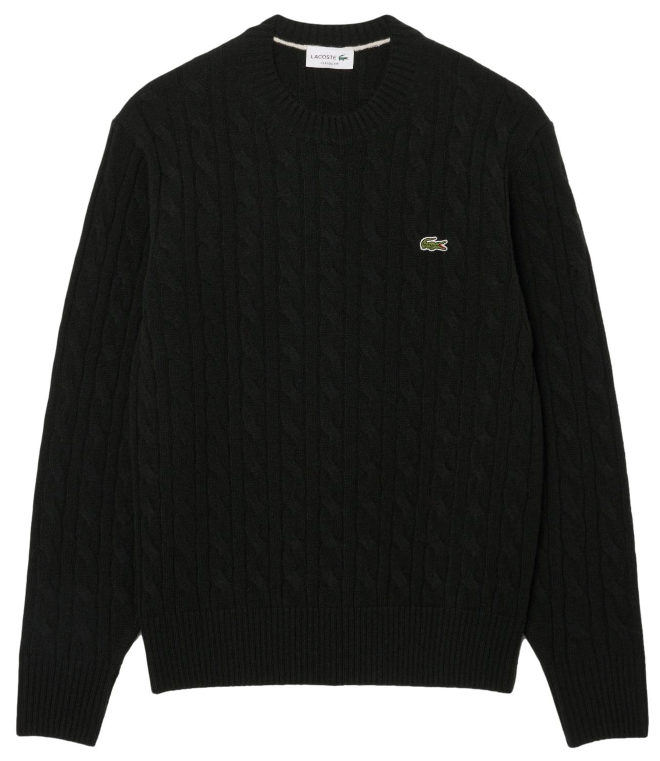 Carded wool cable-knit crew-neck sweater