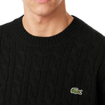 Carded wool cable-knit crew-neck sweater