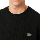 Carded wool cable-knit crew-neck sweater