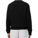 Carded wool cable-knit crew-neck sweater
