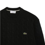 Carded wool cable-knit crew-neck sweater