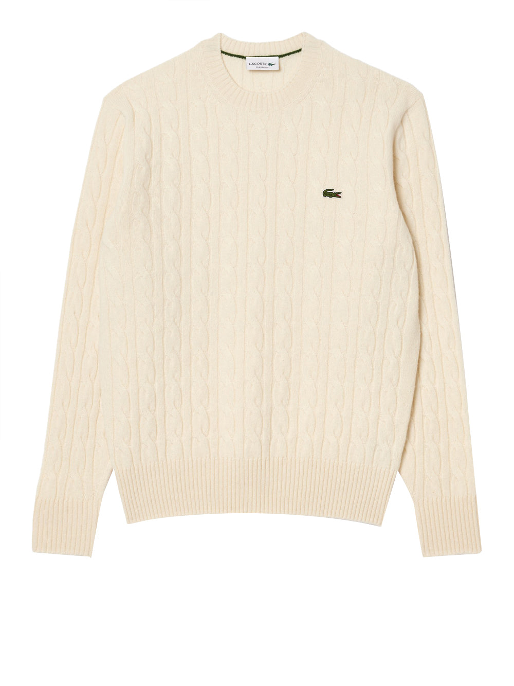 Carded wool cable-knit crew-neck sweater