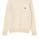 Carded wool cable-knit crew-neck sweater