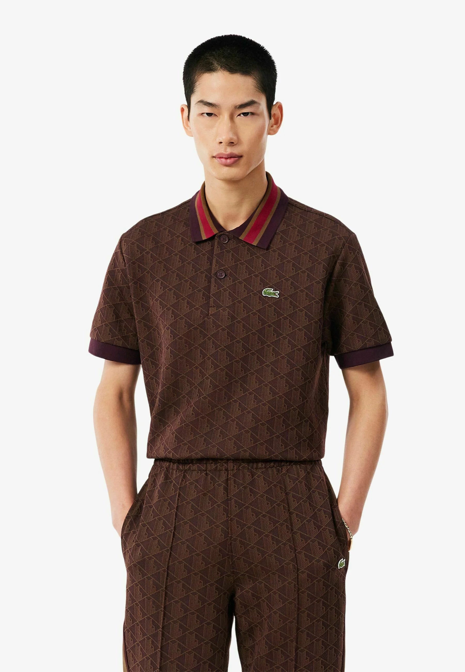 Classic fit monogram jacquard polo shirt