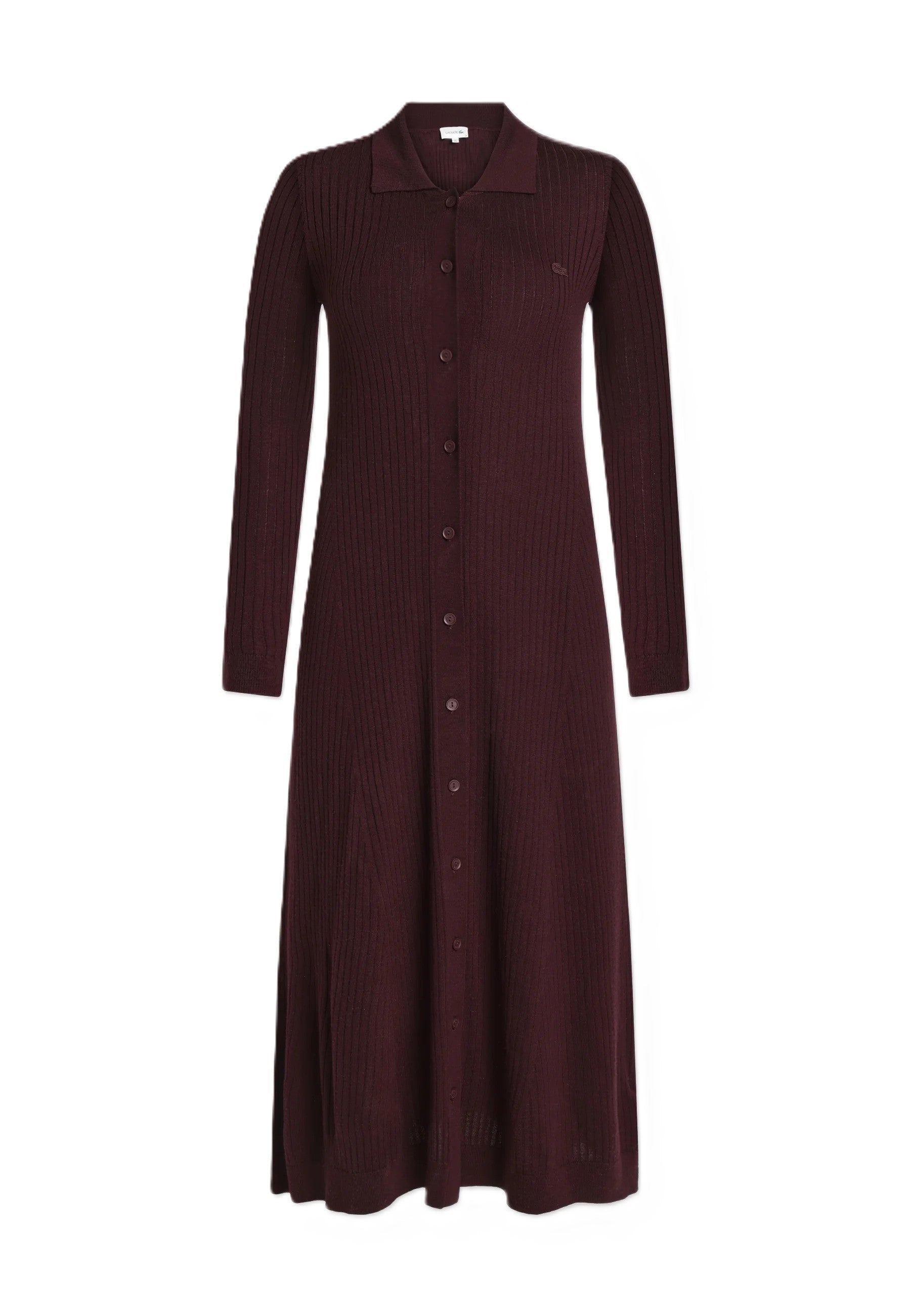 3D-knit merino wool polo-collar dress