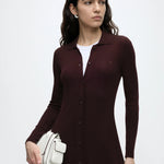 3D-knit merino wool polo-collar dress