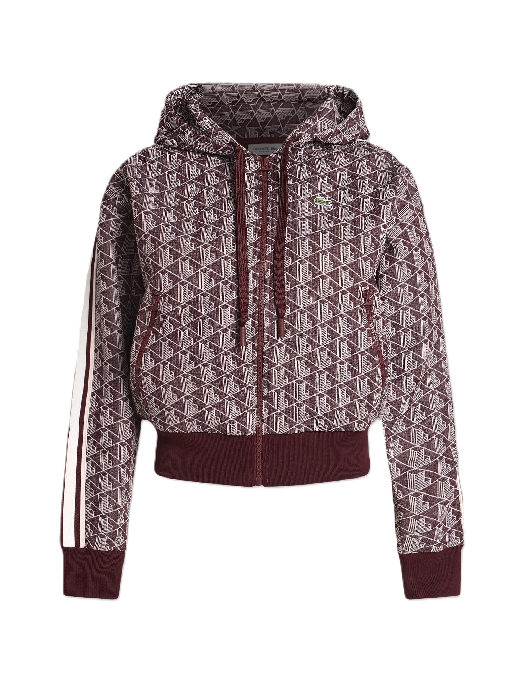 Felpa con cappuccio in jacquard con monogramma 