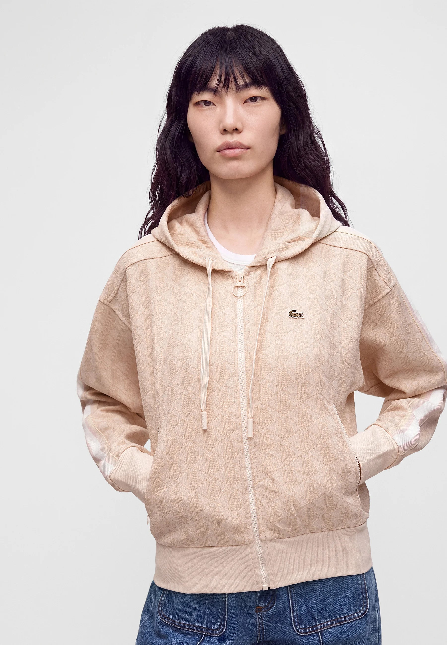 Felpa con cappuccio in jacquard con monogramma 