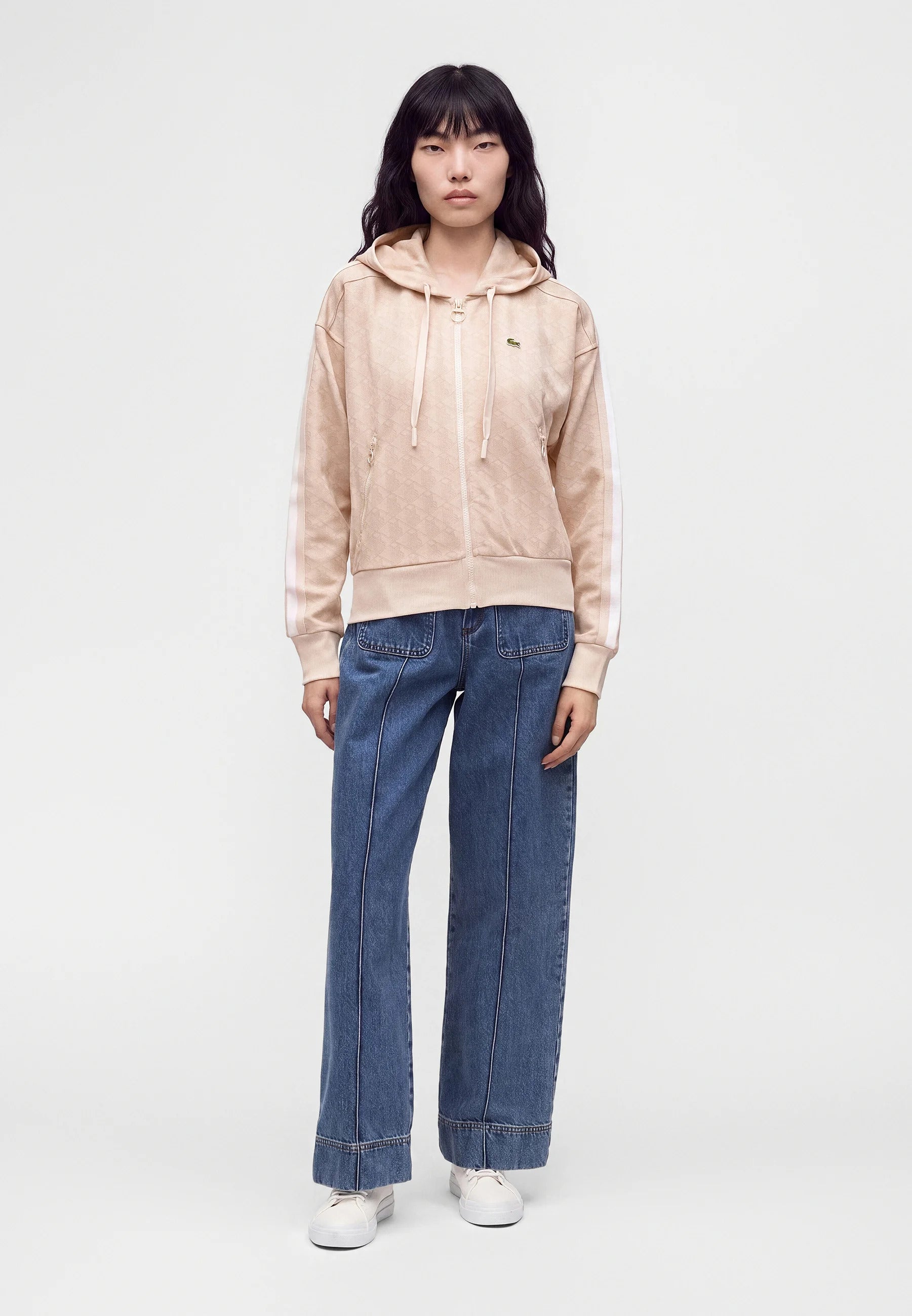 Felpa con cappuccio in jacquard con monogramma 