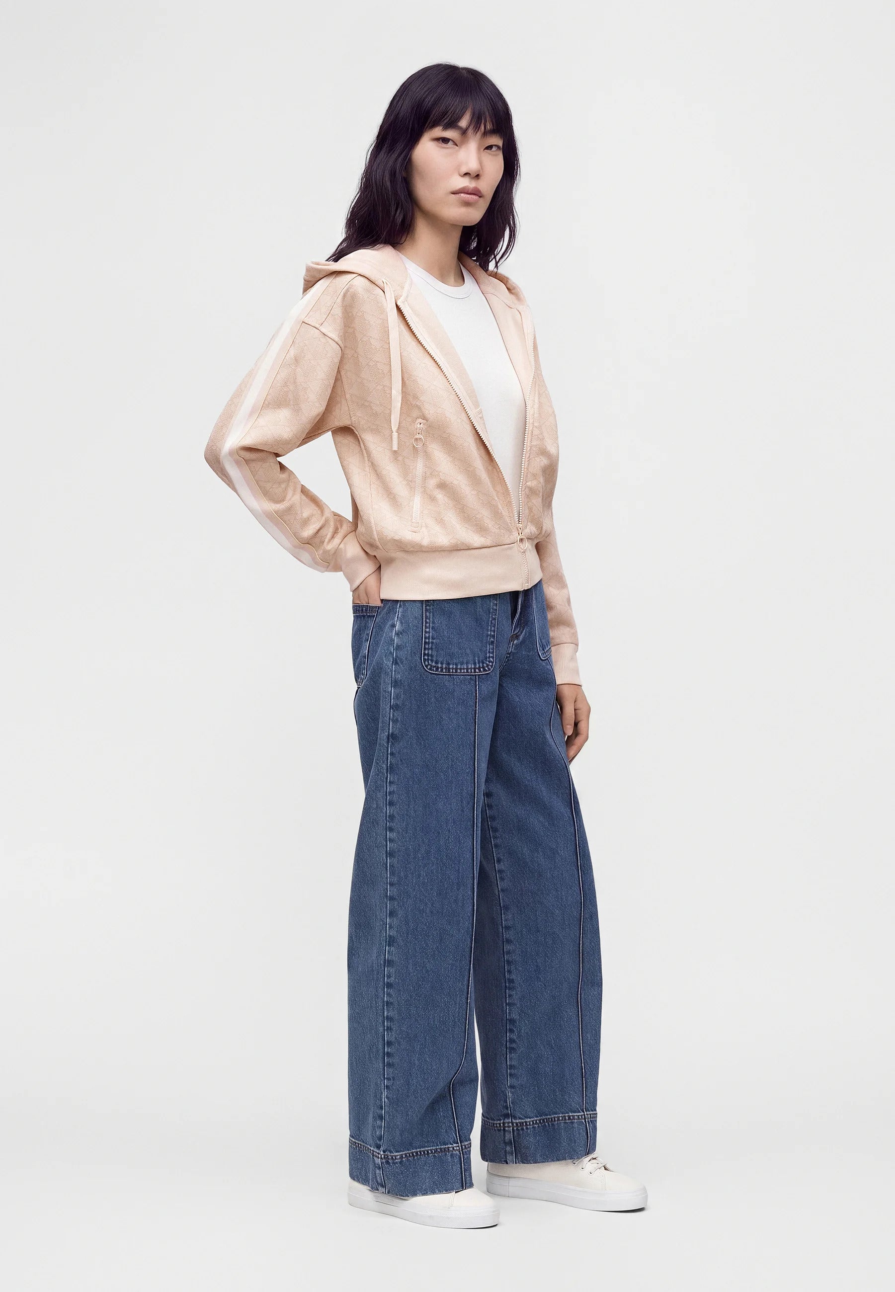 Felpa con cappuccio in jacquard con monogramma 