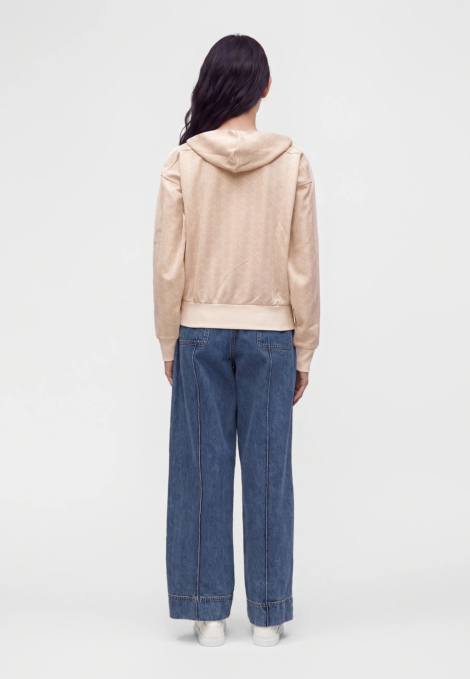 Felpa con cappuccio in jacquard con monogramma 