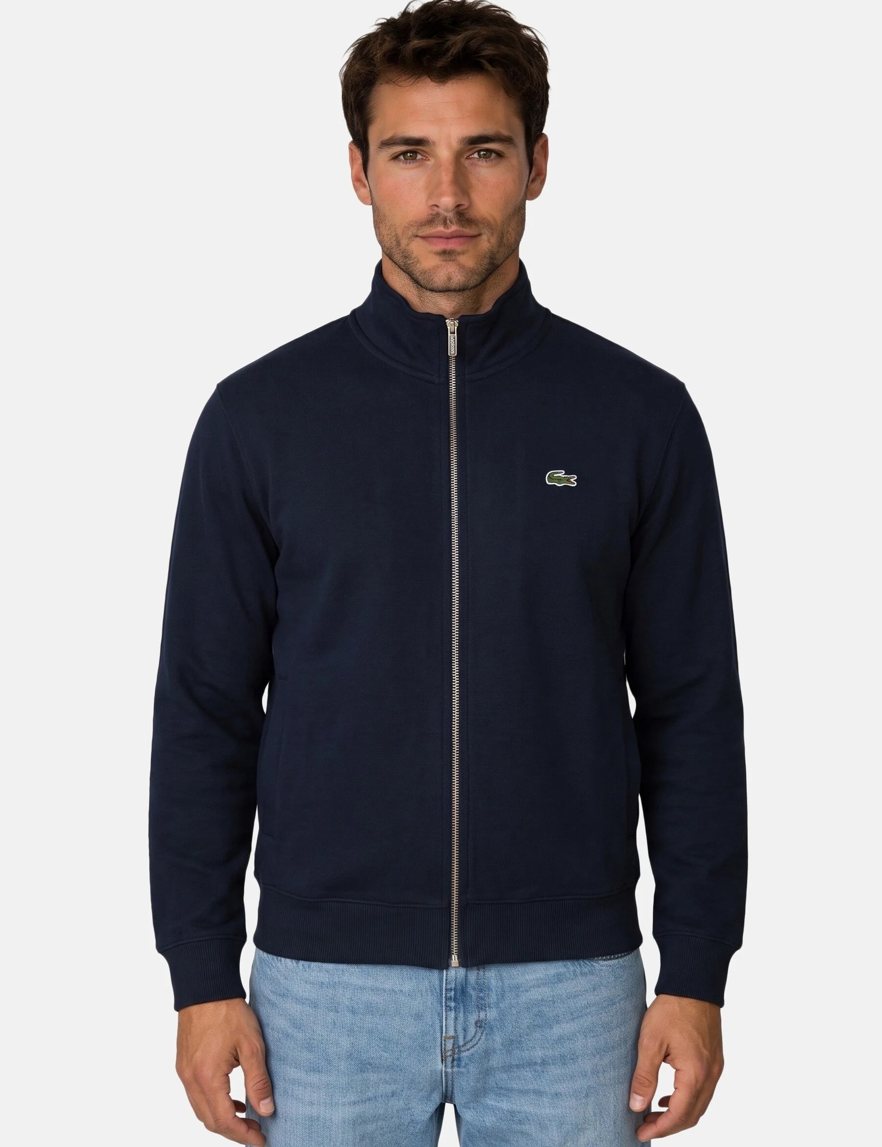 Felpa double face piqué zipped 