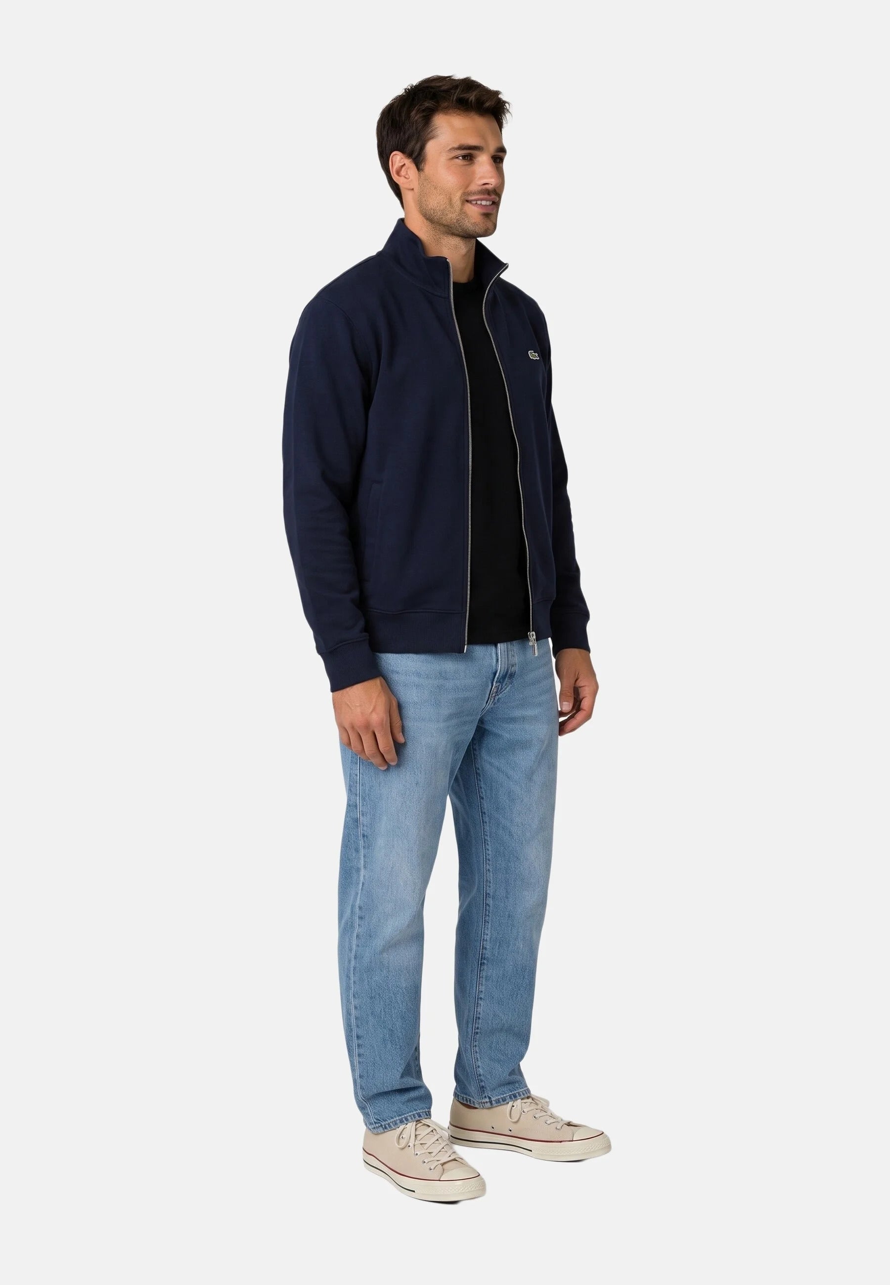 Felpa double face piqué zipped 