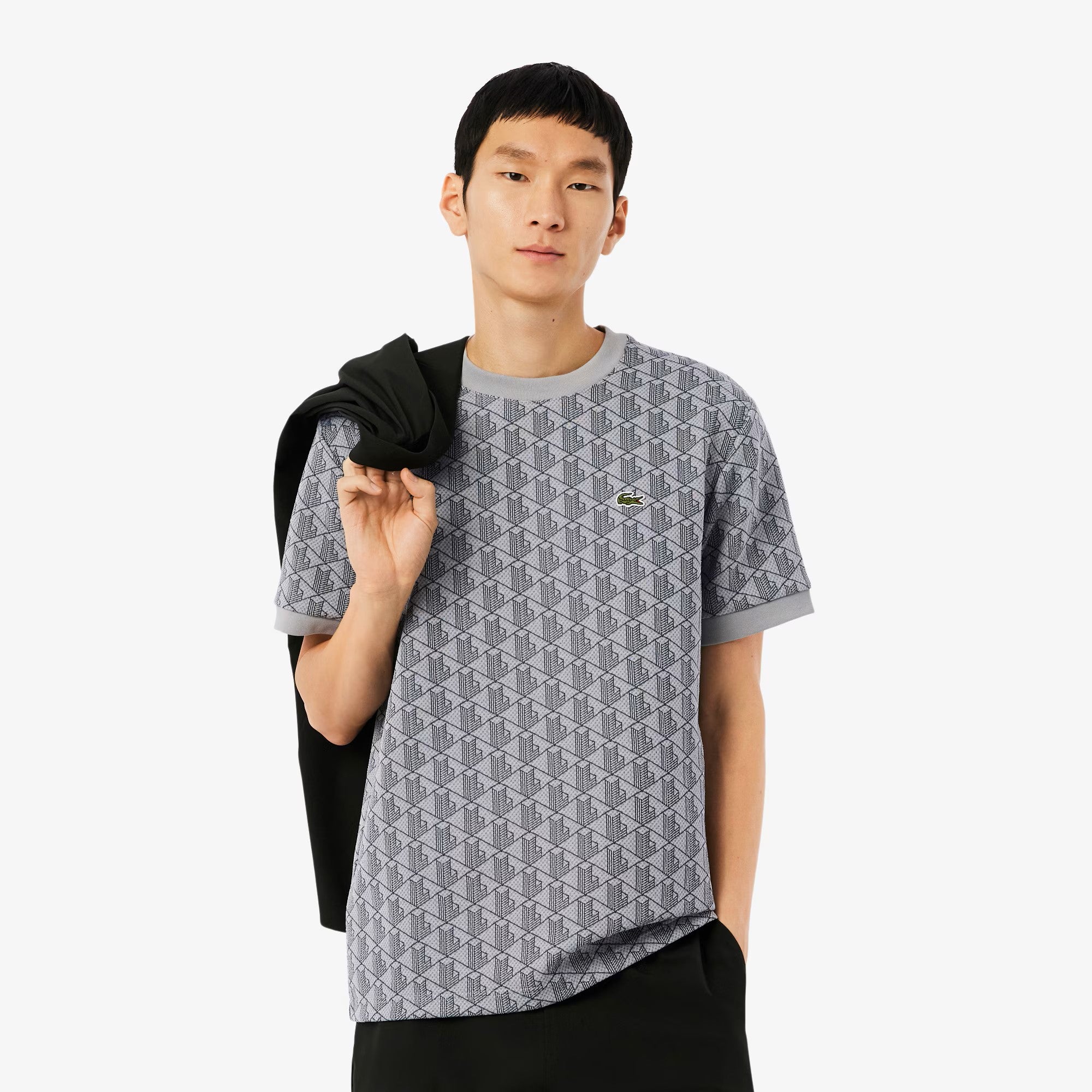 Slim fit T-shirt with jacquard monogram