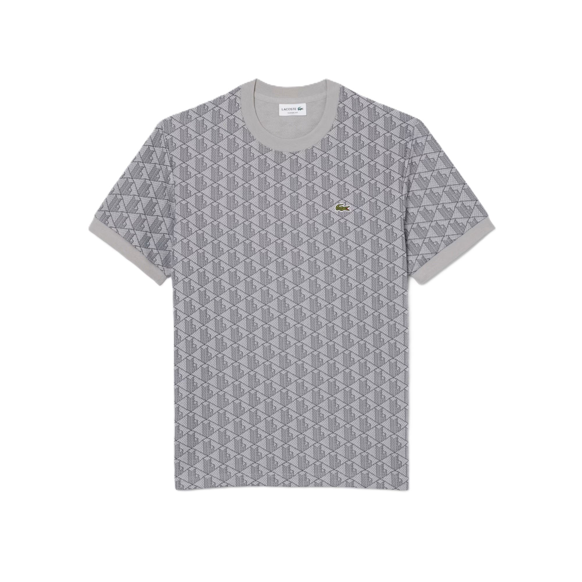 T-shirt slim fit con monogramma jacquard 