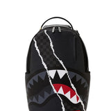 center rip revealing gray<BR/>check backpack 