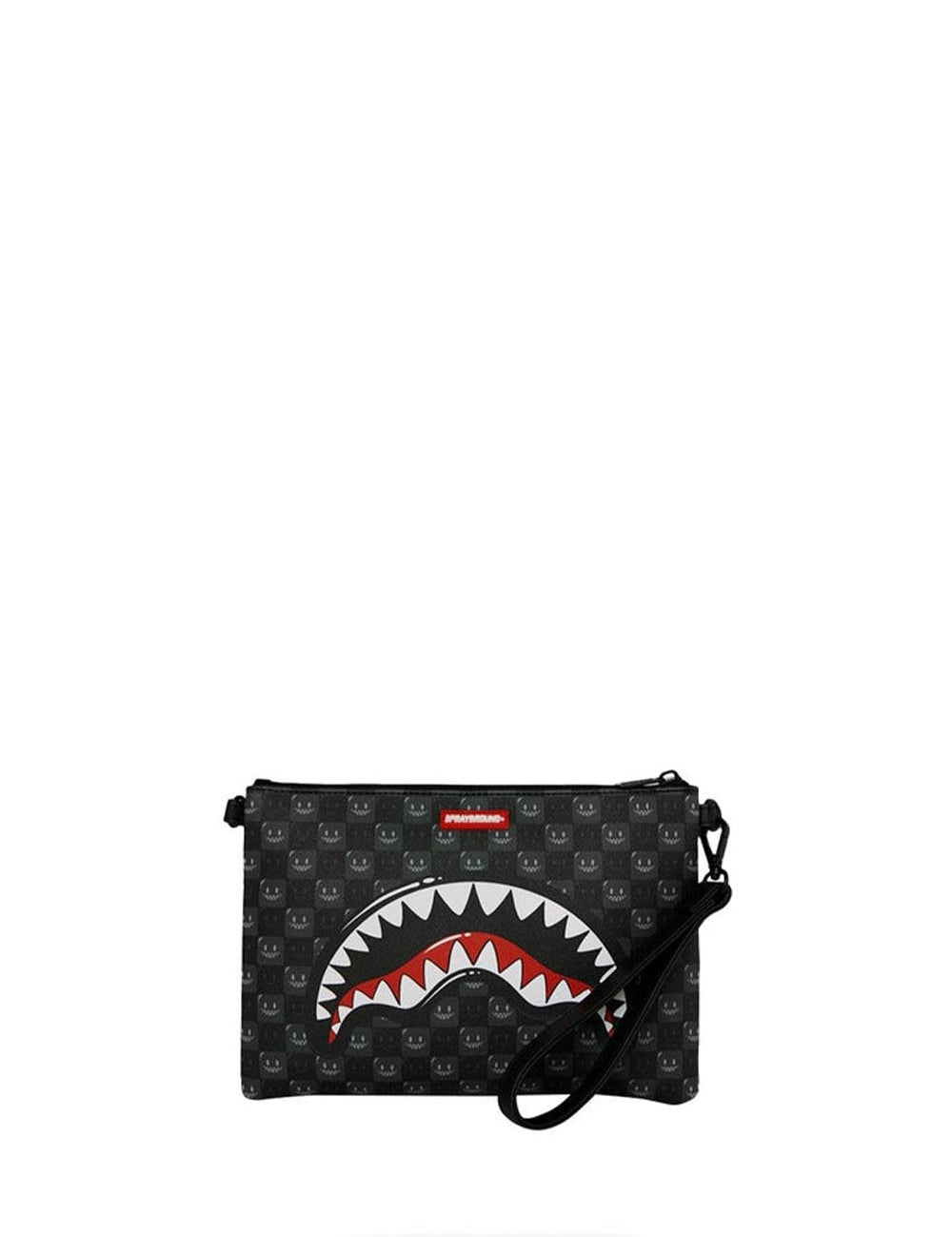 sharks in paris wtf bubbly black check crossover clutch 