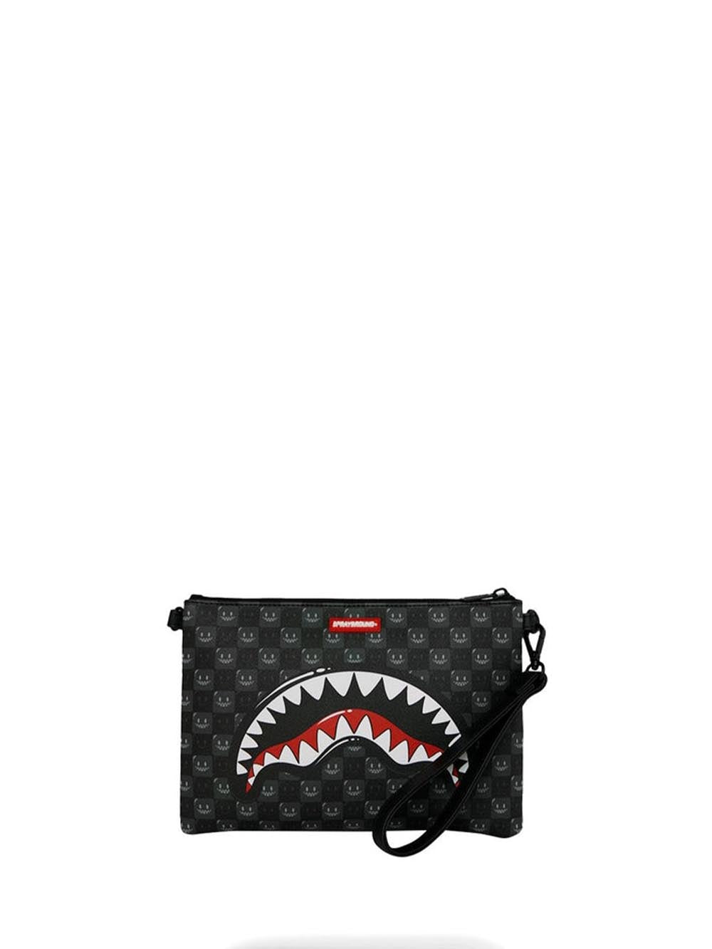 sharks in paris wtf bubbly black check crossover clutch 
