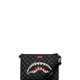 sharks in paris wtf bubbly black check crossover clutch 