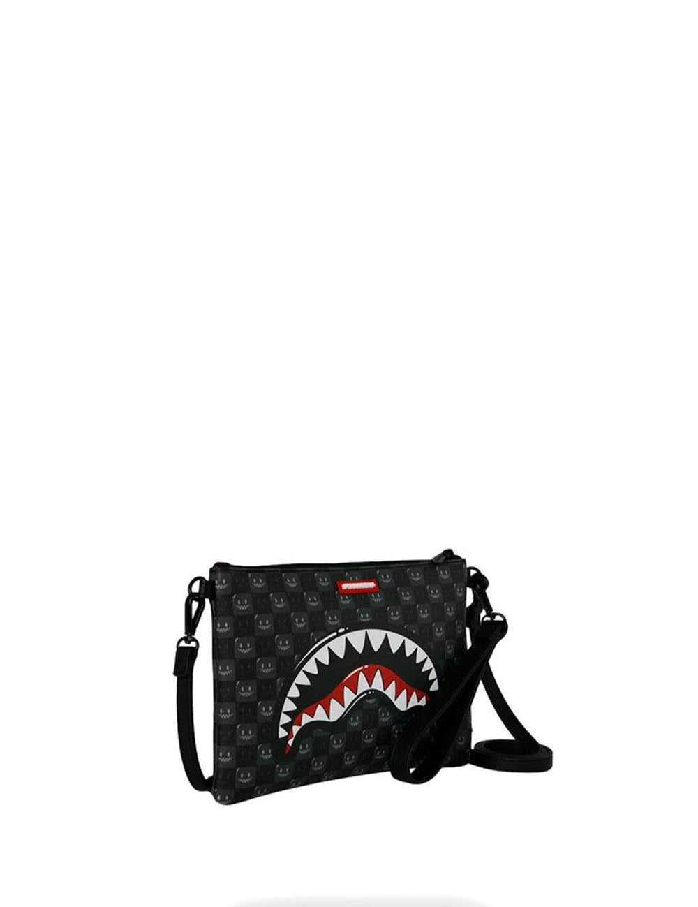 sharks in paris wtf bubbly black check crossover clutch 