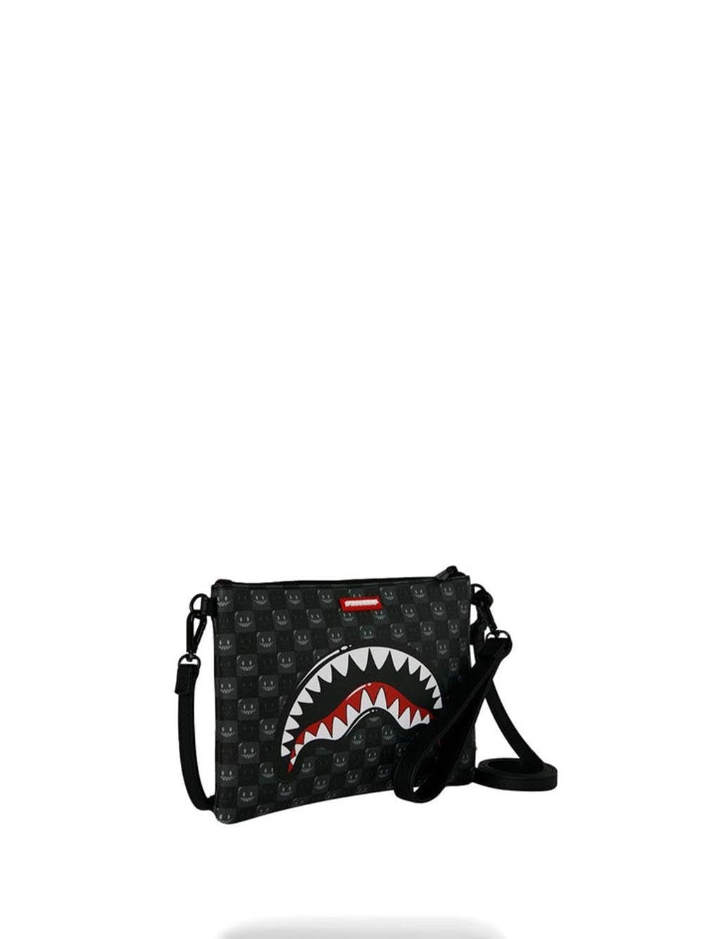 sharks in paris wtf bubbly black check crossover clutch 