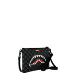 sharks in paris wtf bubbly black check crossover clutch 