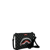 sharks in paris wtf bubbly black check crossover clutch 