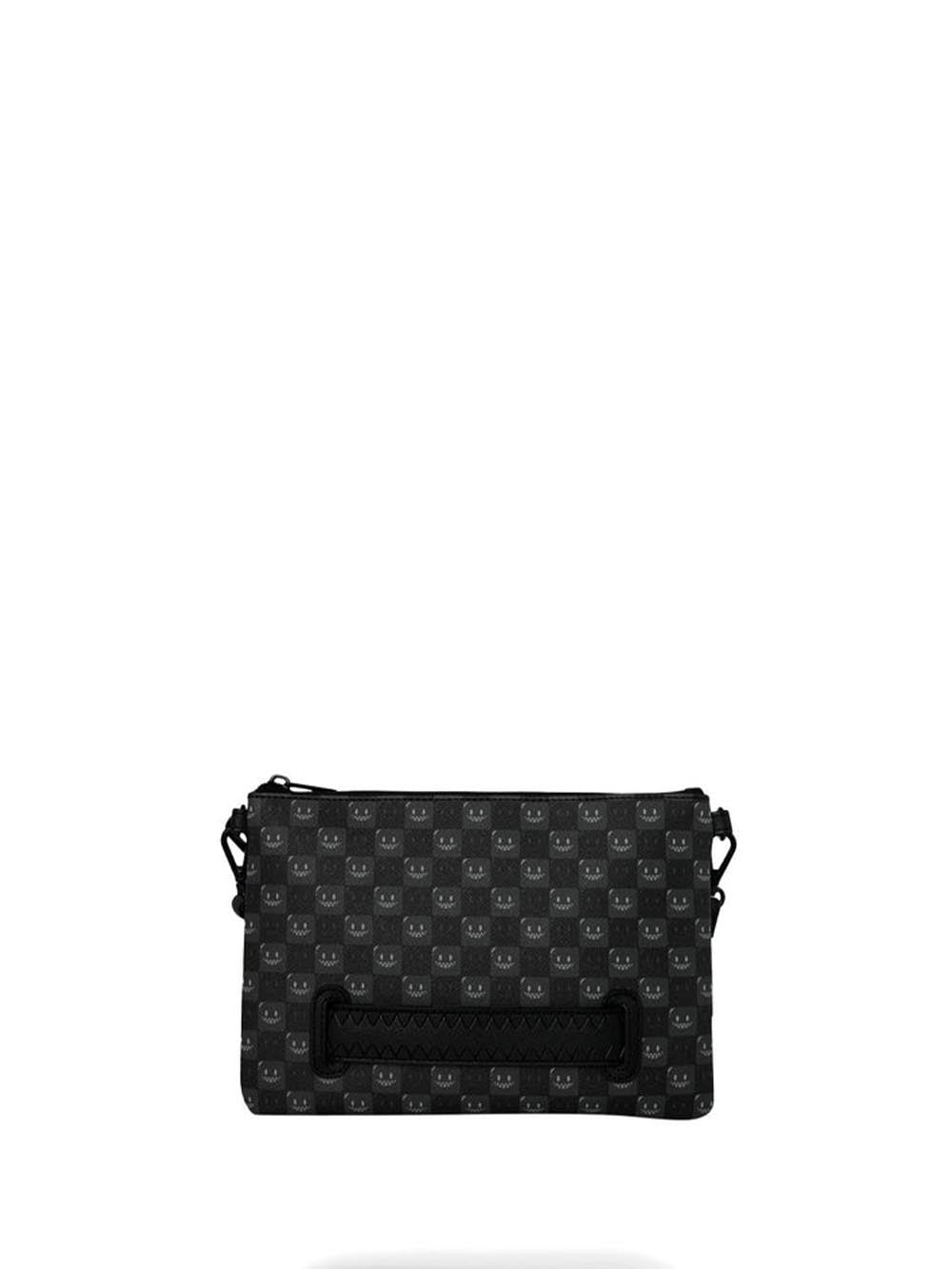 sharks in paris wtf bubbly black check crossover clutch 