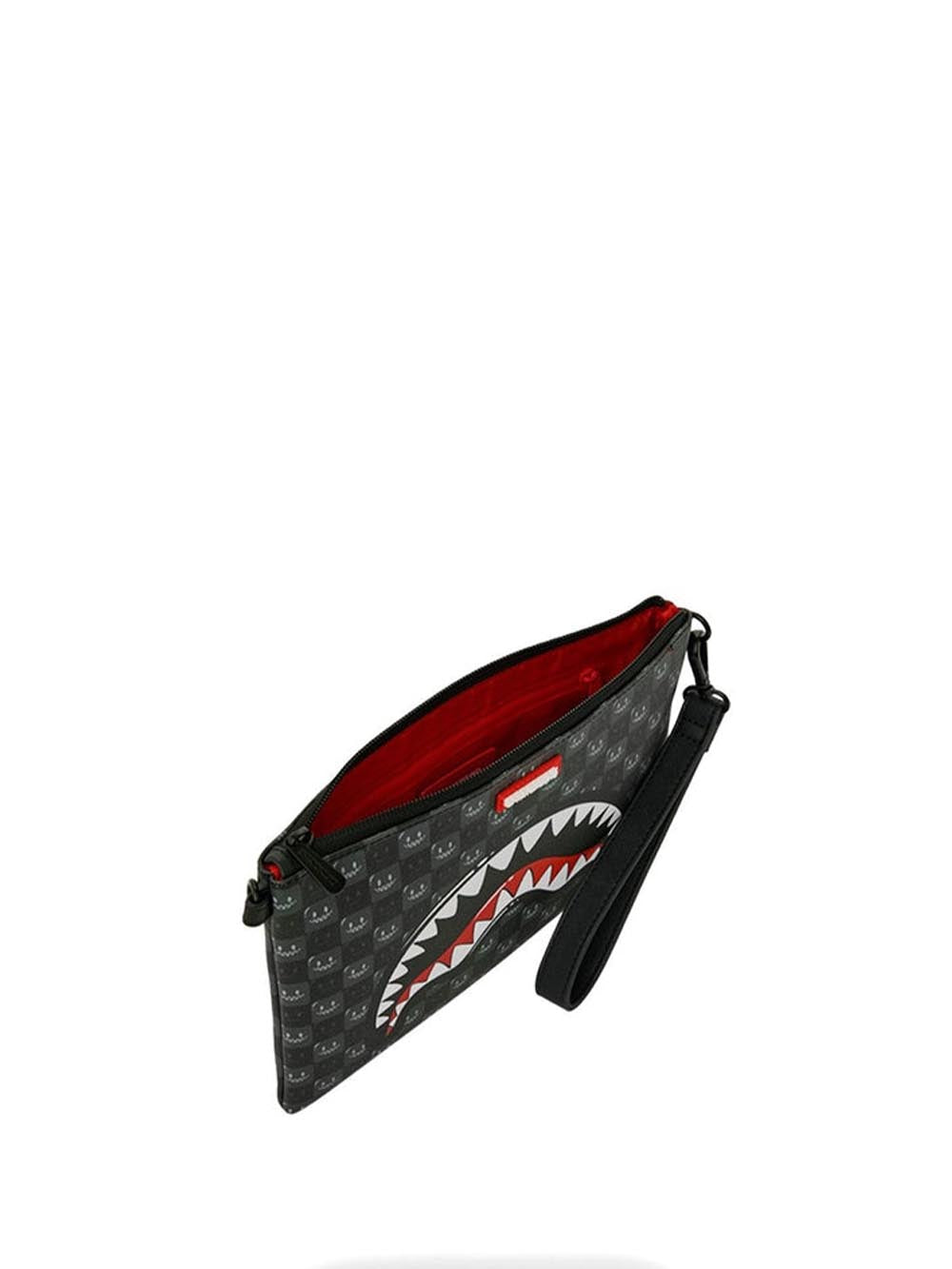 sharks in paris wtf bubbly black check crossover clutch 
