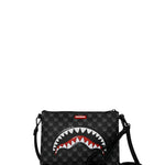 sharks in paris wtf bubbly black check crossover clutch 