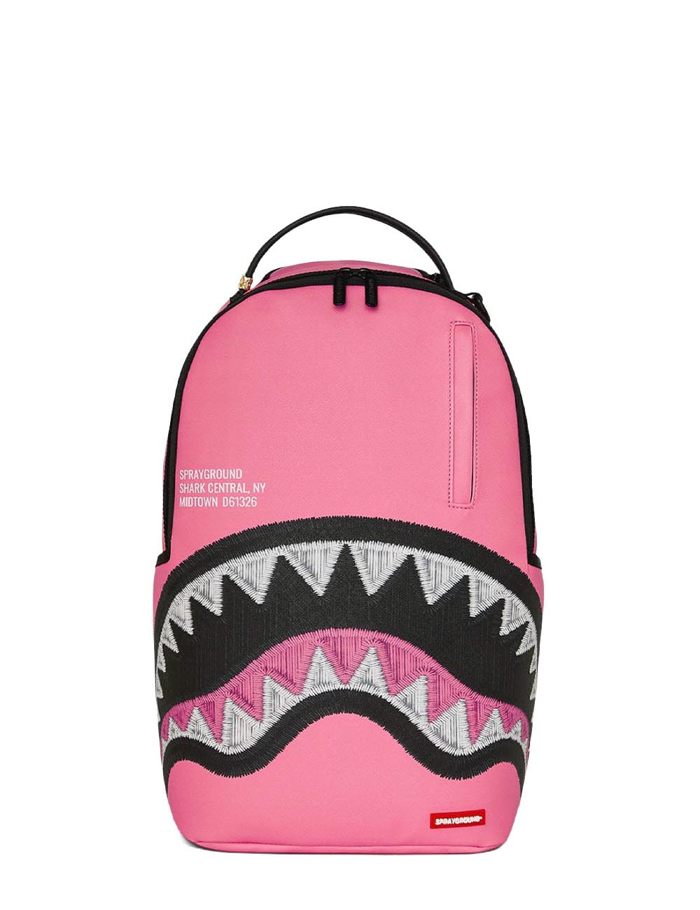 shark central pink embroidered shark backpack 