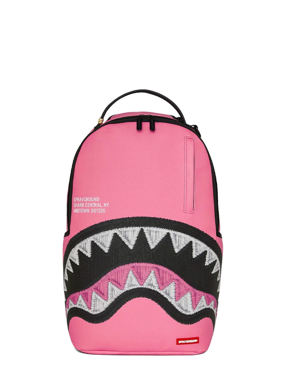 shark central pink embroidered shark backpack 