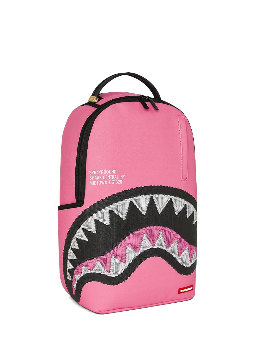 shark central pink embroidered shark backpack 