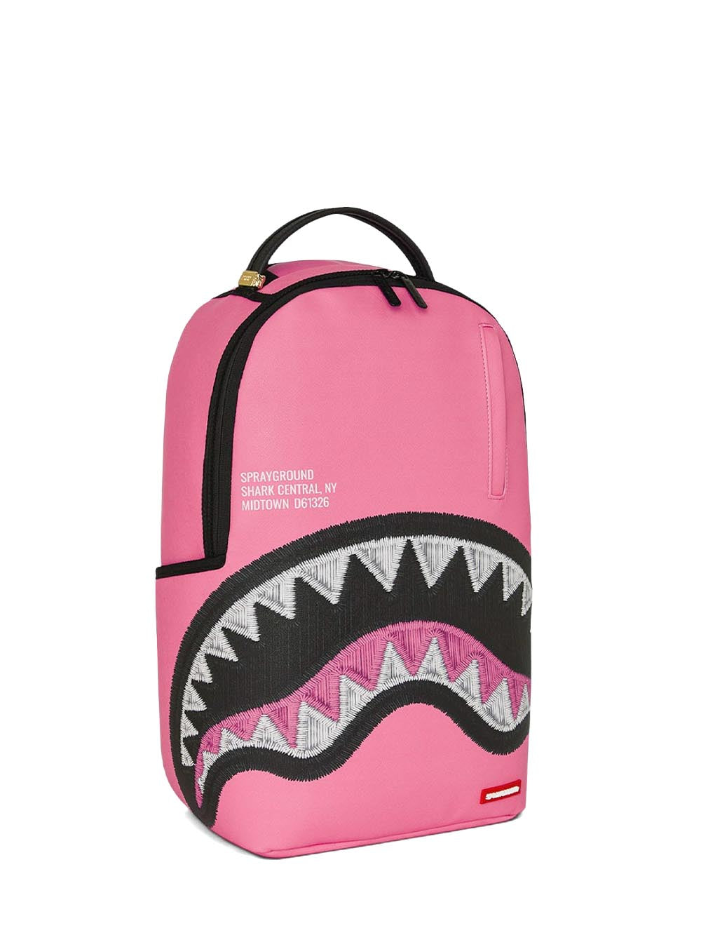 shark central pink embroidered shark backpack 