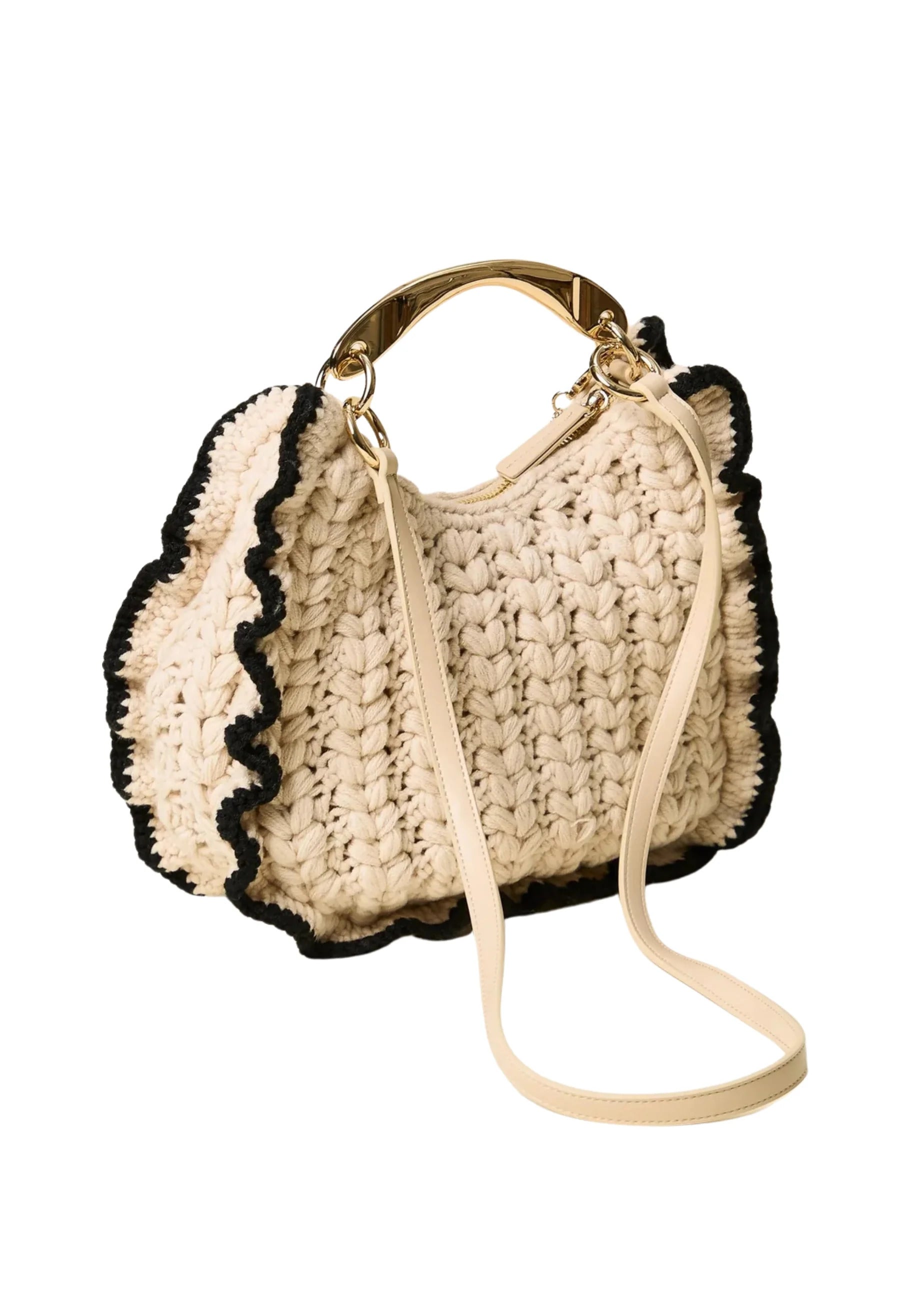 Medium Crochet Hobo Bag With Metal Handle