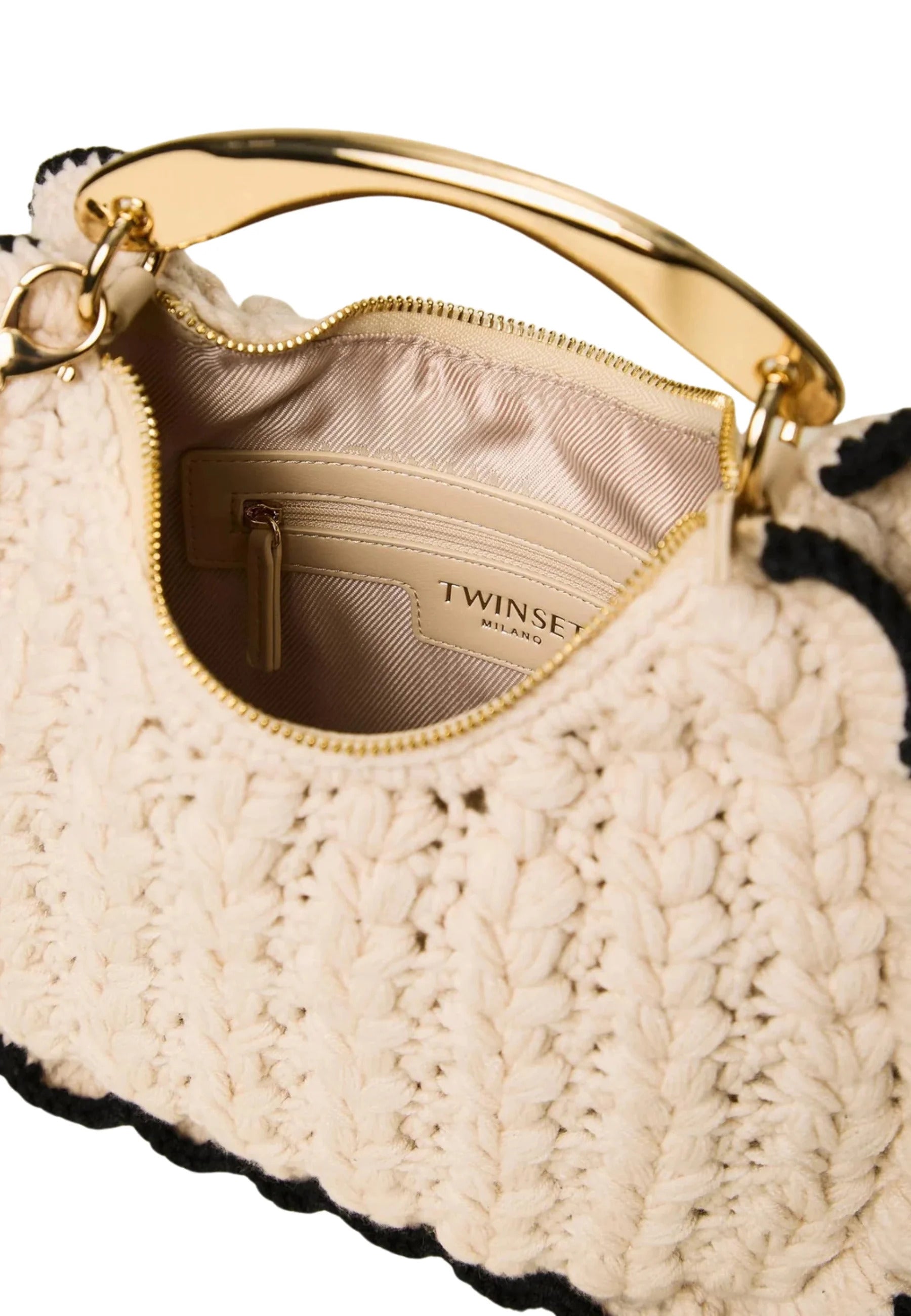 Medium Crochet Hobo Bag With Metal Handle