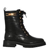 Leather Combat Boot With Logo