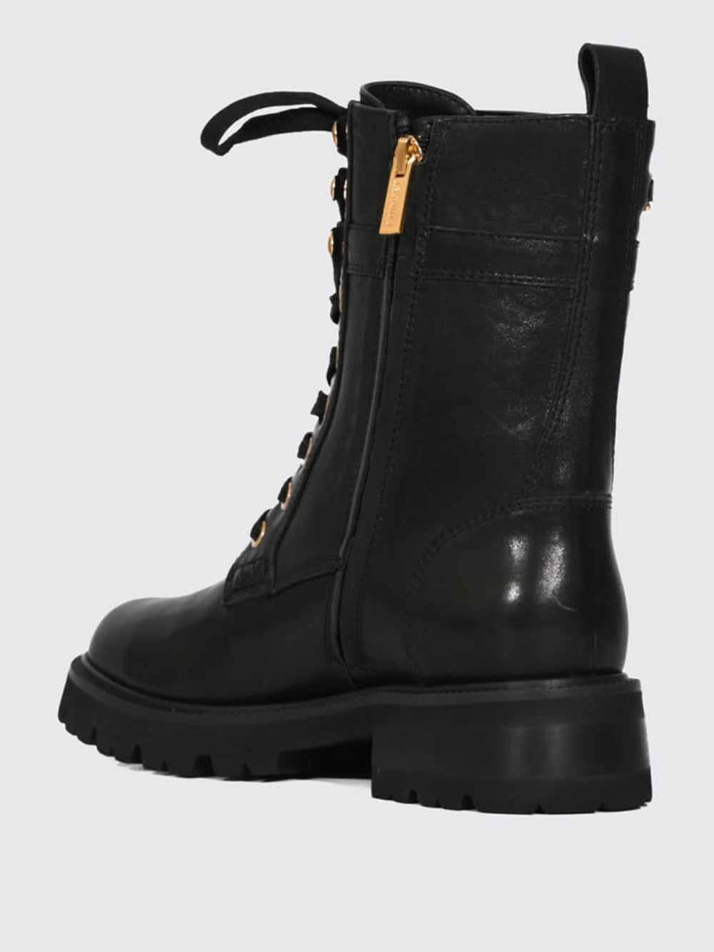 Leather Combat Boot With Logo