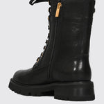 Leather Combat Boot With Logo