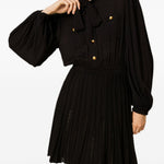 Two-Material Dress W/Scarf And Underskirt