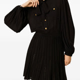 Two-Material Dress W/Scarf And Underskirt
