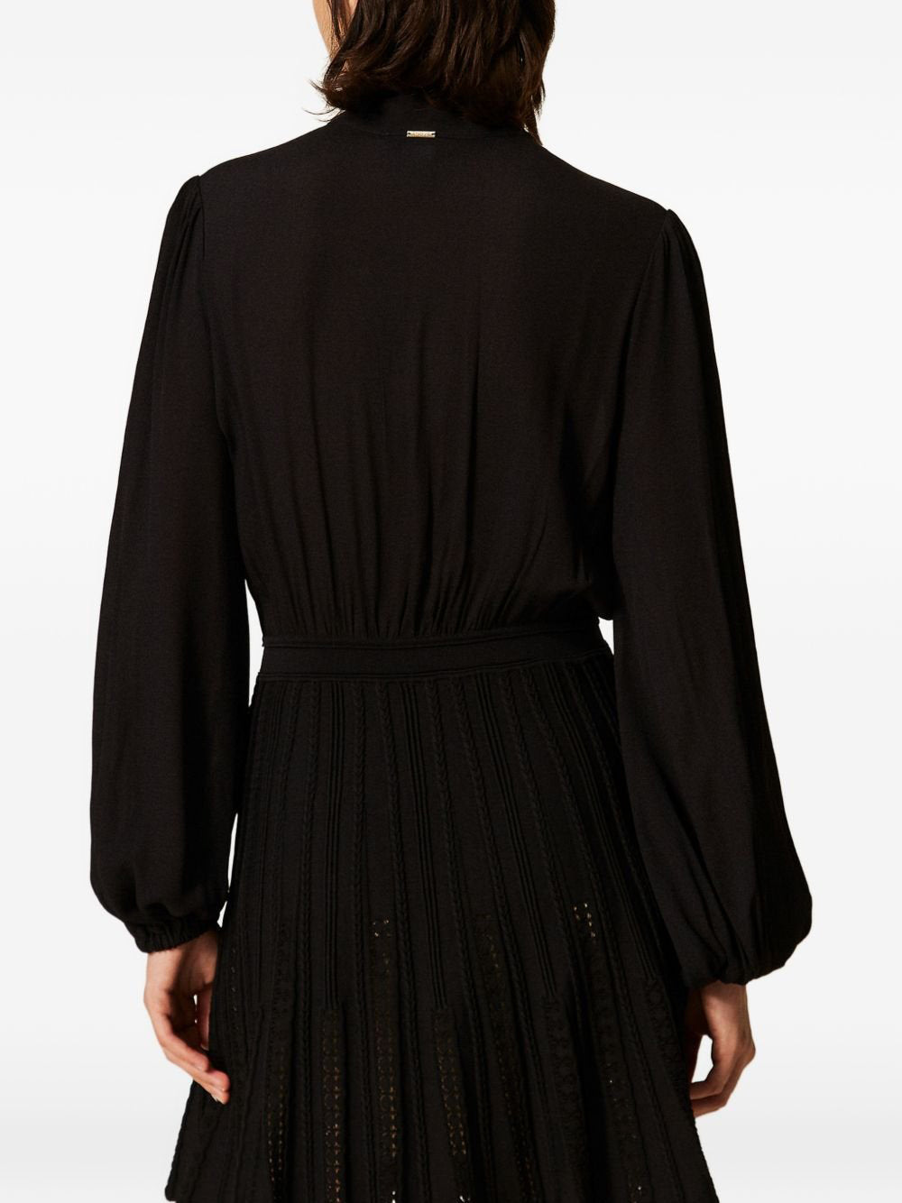 Two-Material Dress W/Scarf And Underskirt