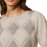 Maglia Jacquard A Girocollo M/C Rombi Paillettes 