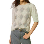 Maglia Jacquard A Girocollo M/C Rombi Paillettes 